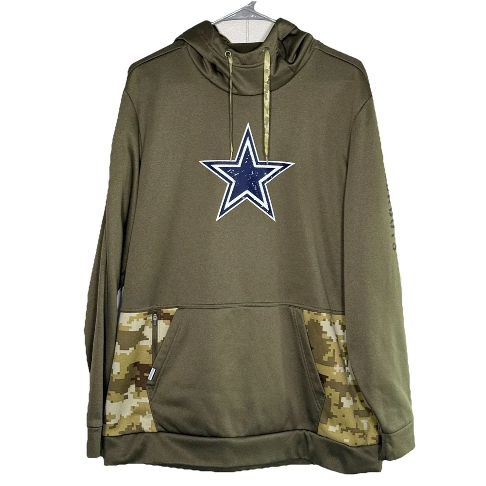 Dallas‎ Cowboys Nike Therma-FIT Salute Service Hoodie 2022 Men's Large Camo NFL